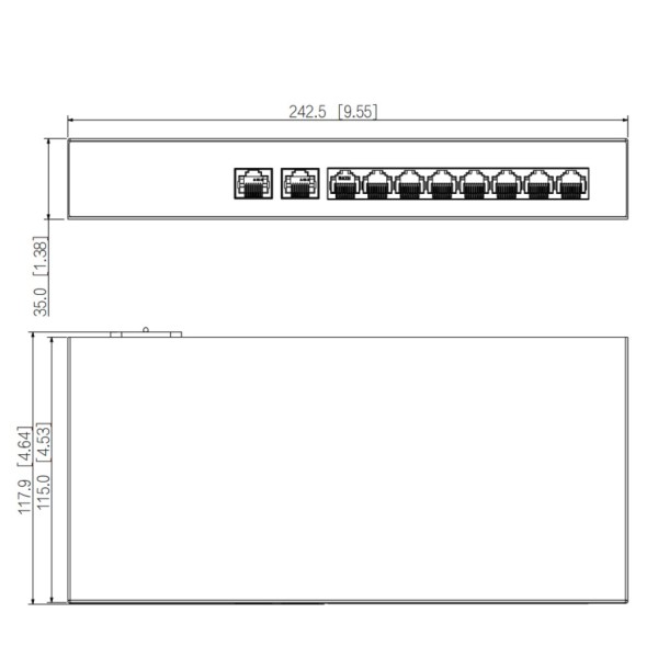Acquistare DAHUA PFS3010-8GT-65 Switch PoE 8 porte Gigabit + 2RJ45 Uplink Gigabit 65W Non gestito Layer2