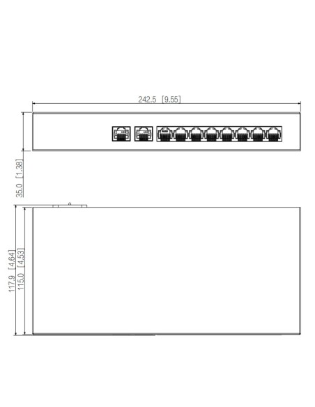Acheter DAHUA PFS3010-8GT-65 switch PoE 8 ports Gigabit + 2 RJ45 uplink Gigabit 65 W non géré Layer 2