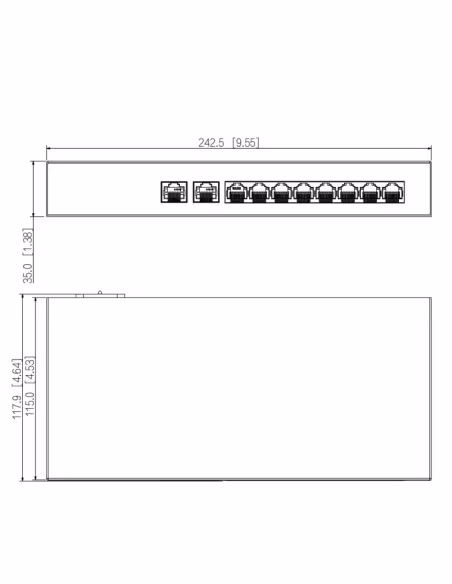 Comprar DAHUA PFS3010-8GT-65 Switch PoE 8 puertos Gigabit + 2RJ45 Uplink Gigabit 65W No_Gestionable Layer2