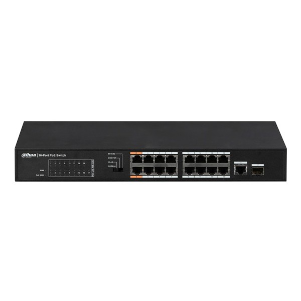 Acheter DAHUA PFS3117-16ET-135 Switch PoE 16 ports 10/100 + 1 Combo Gigabit RJ45/SFP Uplink 135W non géré Layer2
