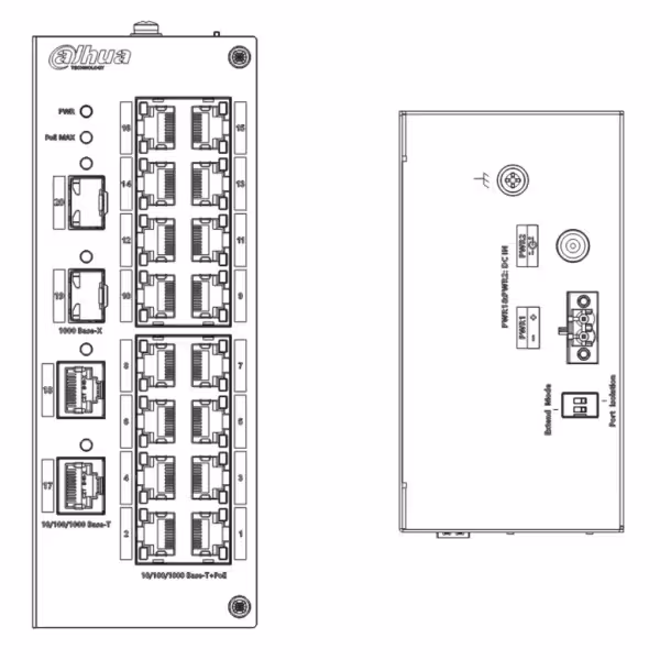Kaufen DAHUA HS3220-16GT-190 gehärteter Switch PoE 16 Gigabit-Ports (2RJ45+2SFP) Gigabit-Uplink 190W nicht verwaltet Layer2