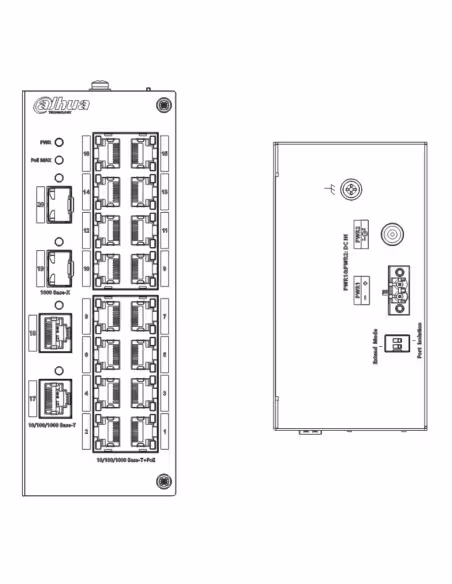 Kaufen DAHUA HS3220-16GT-190 gehärteter Switch PoE 16 Gigabit-Ports (2RJ45+2SFP) Gigabit-Uplink 190W nicht verwaltet Layer2