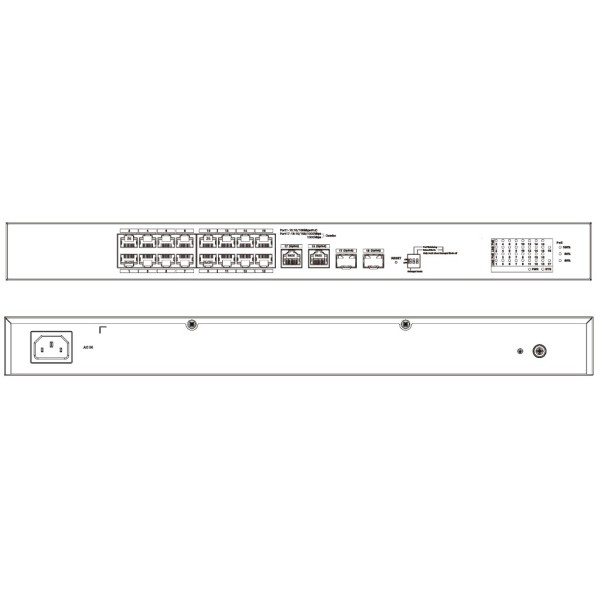 Comprar DAHUA CS4218-16ET-135-V2 Switch PoE 16 puertos 10/100 + 2 Combo Gigabit RJ45/SFP Uplink 135W Gestionable en Cloud Layer2