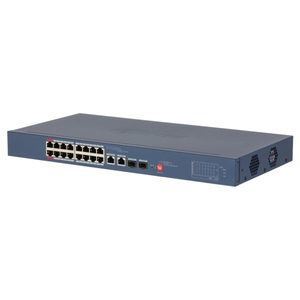 Acquistare DAHUA CS4218-16ET-190-V2 Switch PoE 16 porte 10/100 + 2 Combo Gigabit RJ45/SFP Uplink 190W gestibile in Cloud Layer2