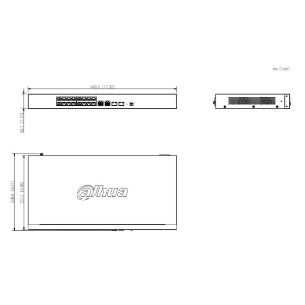 Acquistare DAHUA CS4218-16ET-190-V2 Switch PoE 16 porte 10/100 + 2 Combo Gigabit RJ45/SFP Uplink 190W gestibile in Cloud Layer2