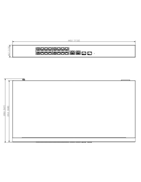 Comprar DAHUA CS4218-16ET-240 Switch PoE 16 puertos 10/100 + 2 Combo Gigabit RJ45/SFP Uplink 240W Gestionable en Cloud Layer2