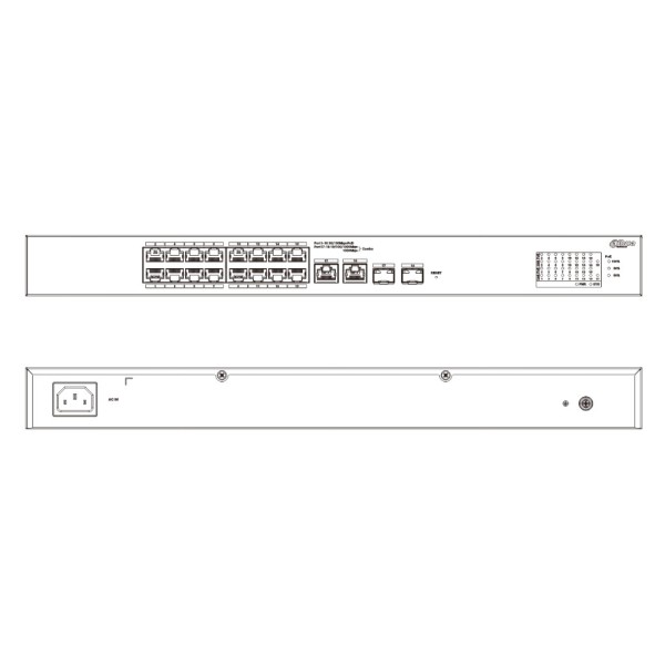 Comprar DAHUA CS4218-16ET-240 Switch PoE 16 puertos 10/100 + 2 Combo Gigabit RJ45/SFP Uplink 240W Gestionable en Cloud Layer2