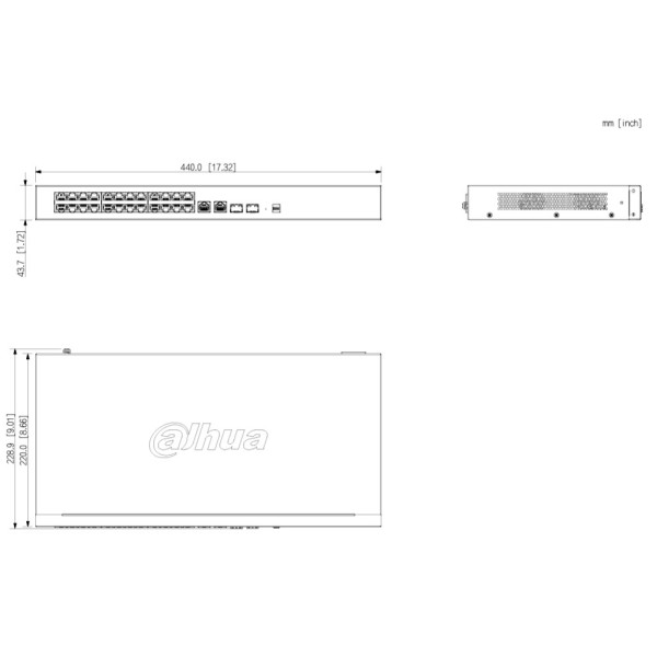 Comprar DAHUA CS4228-24GT-240-V2 Switch PoE 24 puertos Gigabit + 2 Uplink Gigabit RJ45 + 2SFP Gigabit 240W Gestionable en Cloud 