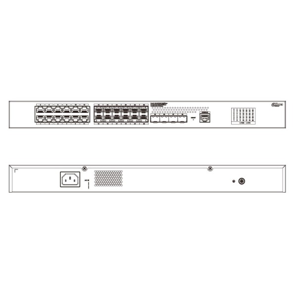 Comprare DAHUA S5428-12GF12GT4XF Switch 12 porte Gigabit + 12 Uplink Gigabit SFP + 4 Uplink SFP+ 10Gbps gestibile in Cloud La