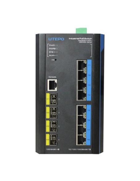Acquistare UTEPO UTP7608GE-POE-IE Switch industriale Fast-Ring PoE 8 porte Gigabit + 4 uplink 10G SFP 240W 802.3af/at 6KV - Laye