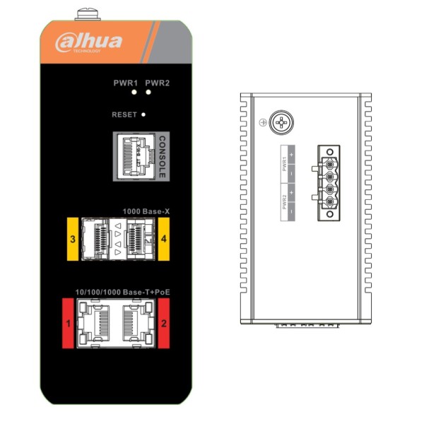 Acheter le switch DAHUA IS4204-2GT-120 PoE 2.0 industriel, 2 ports Gigabit + 2 uplinks SFP Gigabit, 120 W, administrable Layer 2