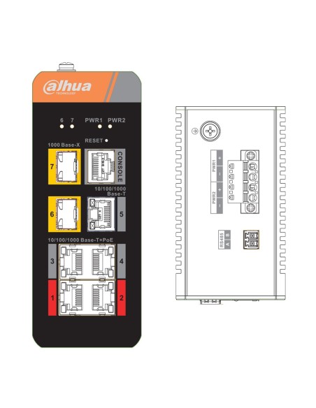 Acquistare DAHUA IS4207-4GT-120 Switch PoE 2.0 industriale 4 porte Gigabit + 3 uplink Gigabit (2SFP + 1RJ45) 120W gestibile Laye