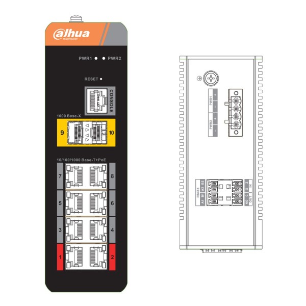 Acheter DAHUA IS4210-8GT-120 Switch PoE 2.0 industriel 8 ports Gigabit + 2 SFP uplink Gigabit 120 W administrable couche 2