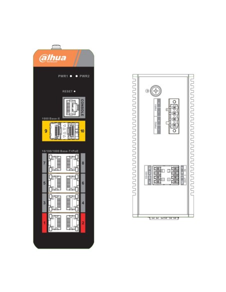 Acquistare DAHUA IS4210-8GT-120 Switch PoE 2.0 industriale 8 porte Gigabit + 2SFP uplink Gigabit 120W gestibile Layer2
