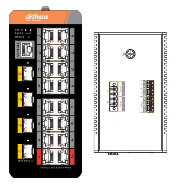 Acheter DAHUA IS4420-16GT-240 Switch PoE 2.0 industriel 16 ports Gigabit + 4 SFP uplink Gigabit 240 W administrable Layer 2