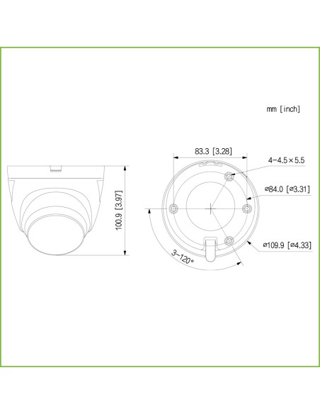 Acheter DAHUA HAC-ME1200EQ-LS-0280B Dôme HDCVI 2M dWDR LED 30 m 2.8mm IP67 PIR Dissuasion active Installation rapide