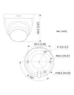 Acheter DAHUA HAC-ME1239TQ-A-PV-0280B Dôme HDCVI TiOC 4EN1 2M 1080P WDR Éclairage double LED 40 m / IR 40 m 2.8mm IP67 AUDIO MIC 2