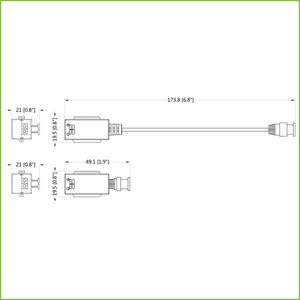 Acquistare DAHUA PFM800B-4K Kit convertitore video UTP per HDCVI/TVI/AHD fino a 4K impilabile con 1 cavo flessibile e PushPin (2