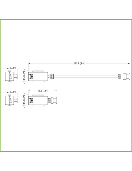 Acheter le kit convertisseur vidéo UTP DAHUA PFM800B-4K pour HDCVI/TVI/AHD jusqu’à 4K, empilable, avec 1 câble flexible et PushP