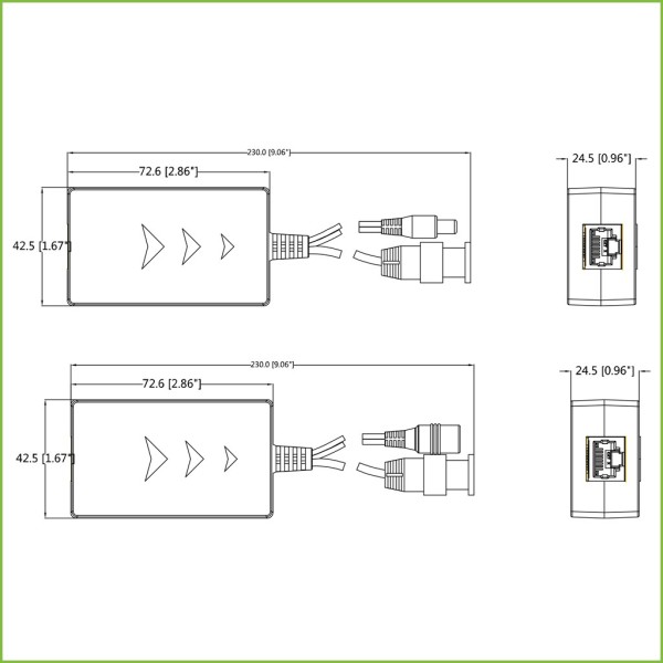 Acquistare DAHUA PFM801-4MP Kit convertitore UTP video+alimentazione a lunga distanza per HDCVI/TVI/AHD fino a 4MP con RJ45 (2 p