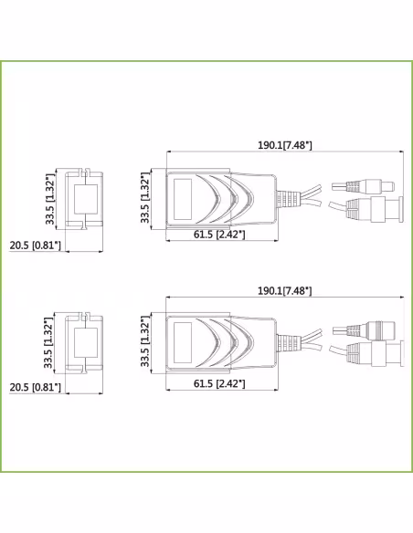 Comprar DAHUA PFM802 Kit Conversor UTP Vídeo+Alimentación para HDCVI/TVI/AHD hasta 4K con RJ45 (2 uds)