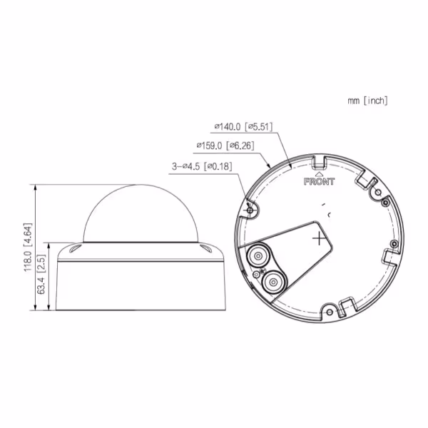 Acheter DAHUA IPC-HDBW5459E1-ZE-IL Dôme IP H265 4 Mpx WDR 140 dB Éclairage double LED 50 m / IR 60 m 2,7-12 VFM IK10 IP67 ePoE S