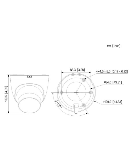 Acheter DAHUA IPC-HDW21249T-S-IL-0280B-B Mini-dôme IP 12M H265 WDR Éclairage double LED 30 m / IR 30 m 2.8mm IP67 PoE MIC IA Col