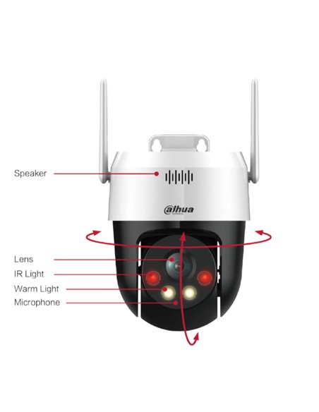 Acheter DAHUA SD-P3AE-PV Caméra PT IP 3M H265 FULL COLOR Éclairage double LED 30 m / IR 30 m IP66 WiFi micro/haut-parleur SD IA