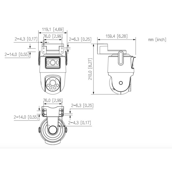Kaufen DAHUA IPC-WPT1539DD-SW-5E2-PV P5D-5F-PV - PT-IP-DUAL-LENS-Kamera 5M+5M H265 Duale Beleuchtung LED 20 m/IR 30 m IP66 WLAN 