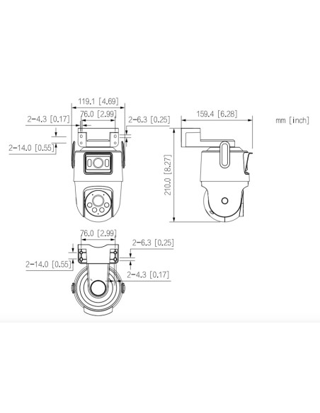 Kaufen DAHUA IPC-WPT1539DD-SW-5E2-PV P5D-5F-PV - PT-IP-DUAL-LENS-Kamera 5M+5M H265 Duale Beleuchtung LED 20 m/IR 30 m IP66 WLAN 