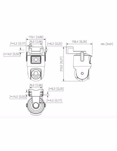 Comprare DAHUA IPC-WPT1539DD-SW-5E2-PV P5D-5F-PV - Telecamera PT IP DUAL-LENS 5M+5M H265 Illuminazione doppia LED 20 m/IR 30 m I