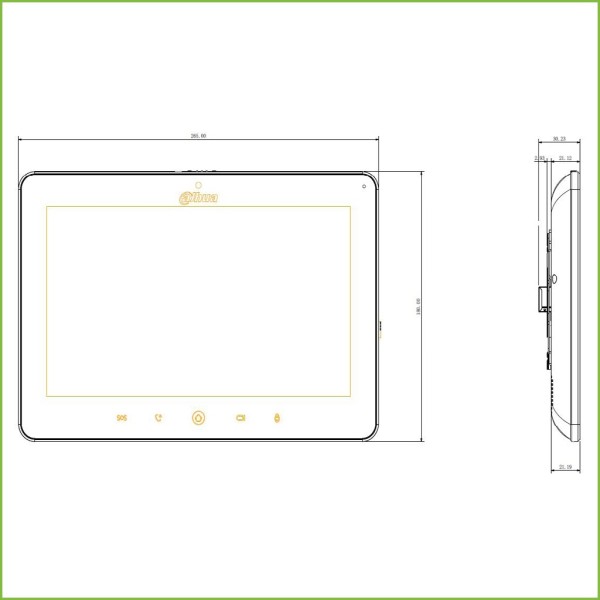 Kaufen DAHUA VTH5241DW-S2 Innenmonitor 10" zur Aufputzmontage für IP-Video-Türsprechanlage WiFi PoE SD 6E 1S Alarm Weiß