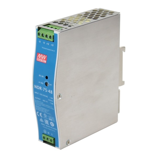 Comprar MEAN WELL NDR-75-48 Fuente de Alimentación Conmutada para Carril DIN  76.8W 48Vcc 1.6A
