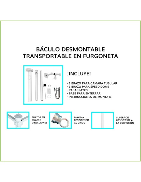 Acheter OEM KIT-BACULO-35-BLANCO Mât démontable de 3,5 m de hauteur en acier galvanisé de couleur blanche avec support pour camé