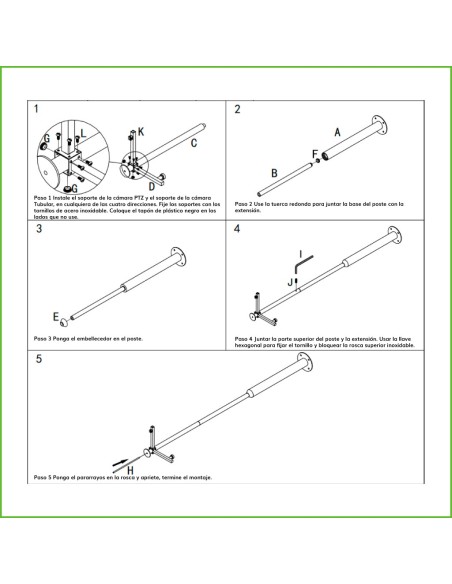 Comprar OEM KIT-BACULO-35-GRIS Báculo desmontable de 3,5m de altura en acero galvanizado de color gris con soporte para cámara y