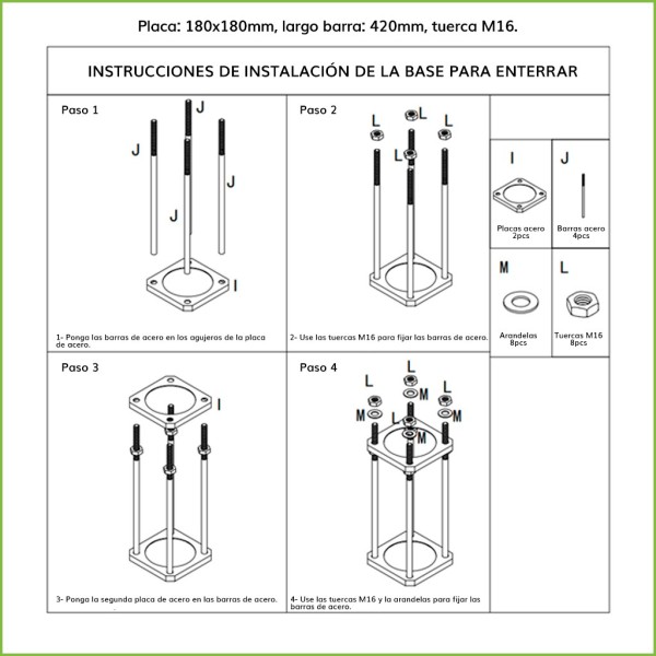 Acquistare OEM KIT-BACULO-35-NEGRO Palo smontabile alto 3,5 m in acciaio zincato di colore nero con supporto per telecamera