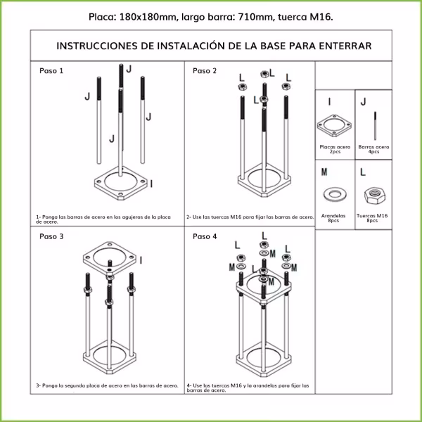 Comprar OEM KIT-BACULO-60-NEGRO Báculo desmontable de 6m de altura en acero galvanizado de color negro con soporte para cámara y