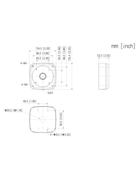 Kaufen DAHUA PFA124-V2 wasserdichte quadratische Anschlussdose mit 4-Punkt-Rundbefestigung für IPC-MFW5241T2-E3-ASE