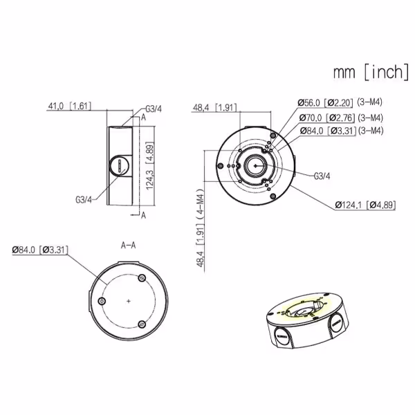 Acheter DAHUA PFA130-E-V3 Boîte de jonction étanche pour caméras bullet et mini-dômes Dahua avec fixation en 3 points