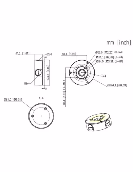 Acheter DAHUA PFA130-E-V3 Boîte de jonction étanche pour caméras bullet et mini-dômes Dahua avec fixation en 3 points
