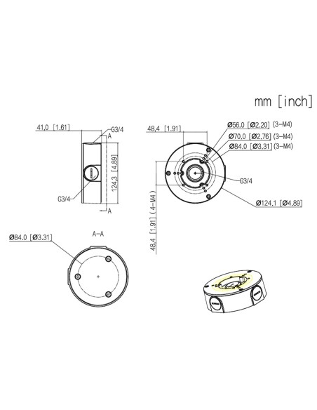 Acheter DAHUA PFA130-E-B-V2 Boîte de jonction étanche pour caméras bullet et mini-dômes Dahua avec fixation en 3 points. Couleur