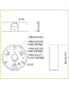 Kaufen DAHUA PFA135-B Anschlussdose für IPC-HFW1/3/5 und HAC-HFW1/2/ME1 mit 3-Punkt-Befestigung Farbe Schwarz 2