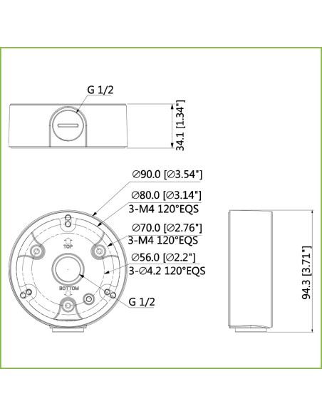 Kaufen DAHUA PFA135-B Anschlussdose für IPC-HFW1/3/5 und HAC-HFW1/2/ME1 mit 3-Punkt-Befestigung Farbe Schwarz