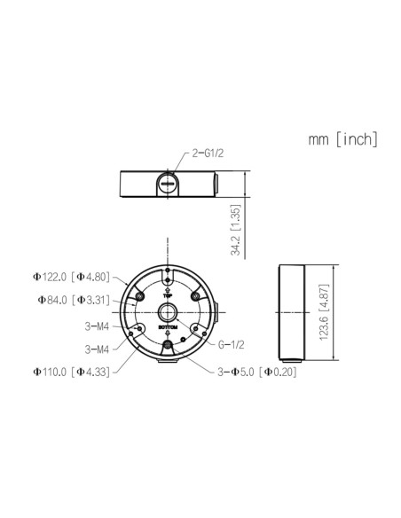 Kaufen DAHUA PFA137-B-V2 Anschlussdose für Dome-, Mini-Dome- und FishEye-Kameras mit 3-Punkt-Befestigung, Farbe Schwarz