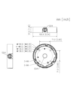 Acquistare DAHUA PFA138-V3 Scatola di derivazione circolare per HDBWx Dahua con ancoraggio a 3 o 4 punti 2