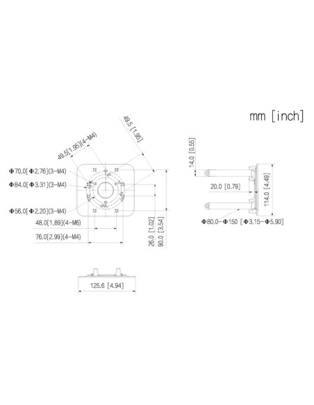 Acheter DAHUA PFA152-E-B-V2 Mini adaptateur de montage sur poteau pour PFBx PFAx. Couleur noire