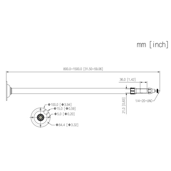 Kaufen DAHUA PFB2213C Deckenmontagehalterung für Rohrkameras. Einstellbar 800–1500 mm