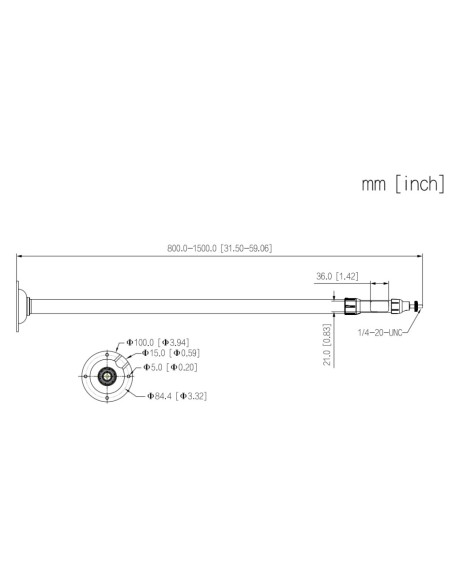 Kaufen DAHUA PFB2213C Deckenmontagehalterung für Rohrkameras. Einstellbar 800–1500 mm