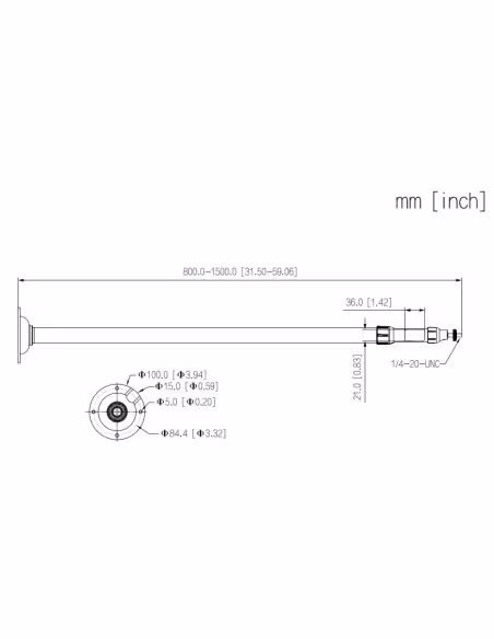Acheter DAHUA PFB2213C Support de montage au plafond pour tubulaires. Réglable 800-1500 mm
