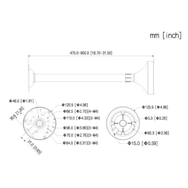 Comprar DAHUA PFB2211C Soporte para montaje en techo para Domos. Ajustable 475-800mm